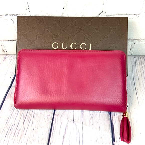 Gucci SOHO magenta pink leather wallet or crossbody with box - Picture 2 of 16
